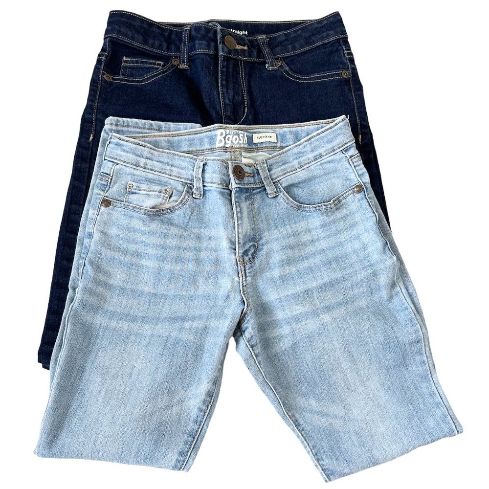 B'gosh/Wonder Nation Blue Jeans Lot of 2 Pieces of Girls Pants Size 8, Pre-owned